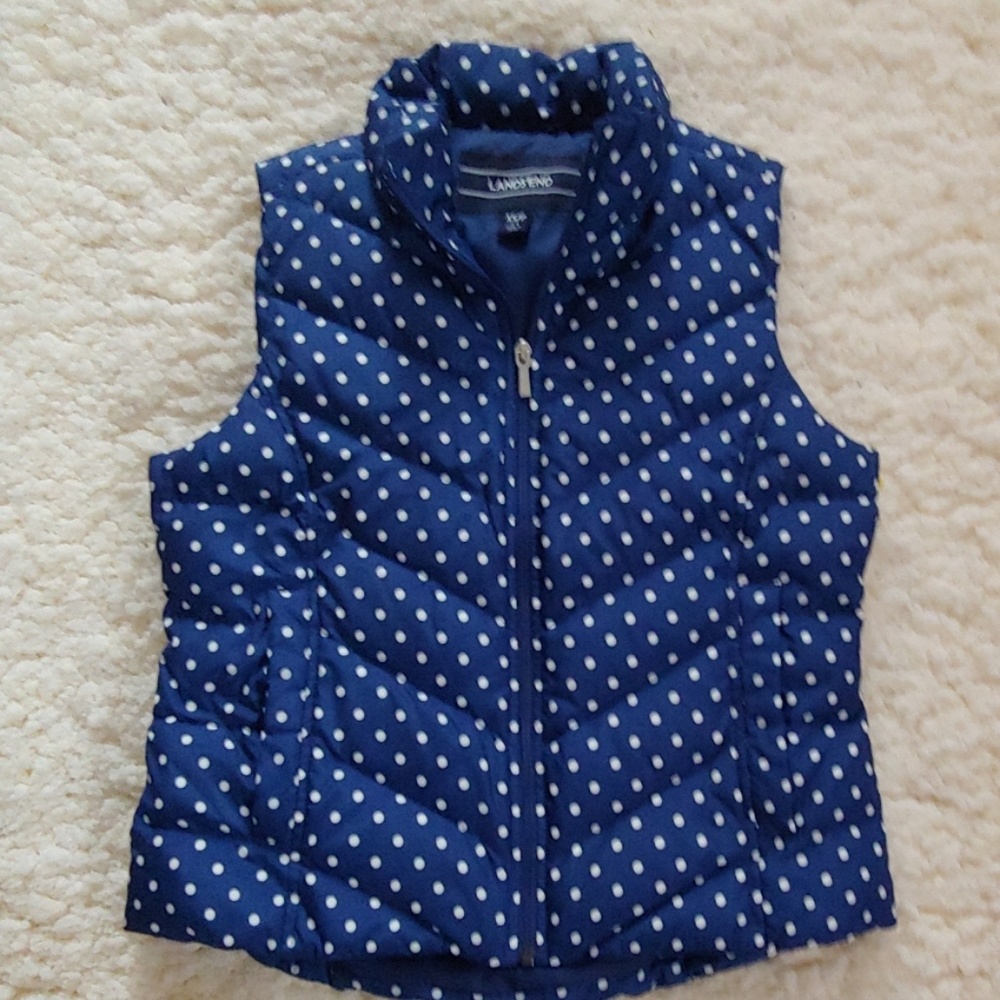 Land's End Polka Dot Down Puffer Vest NWOT